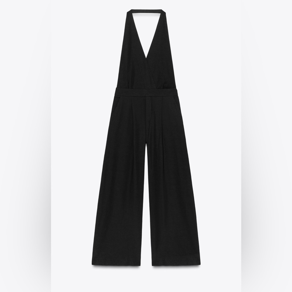 Zara Black Halter Jumpsuit tie back